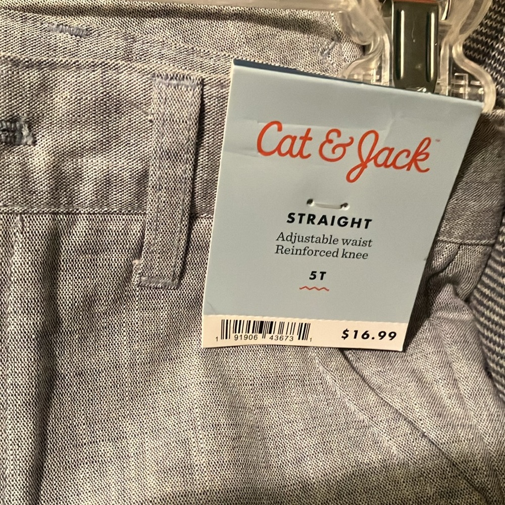 New with tags Cat & Jack boys pants size 5 T. Straight leg, adjustable waist
